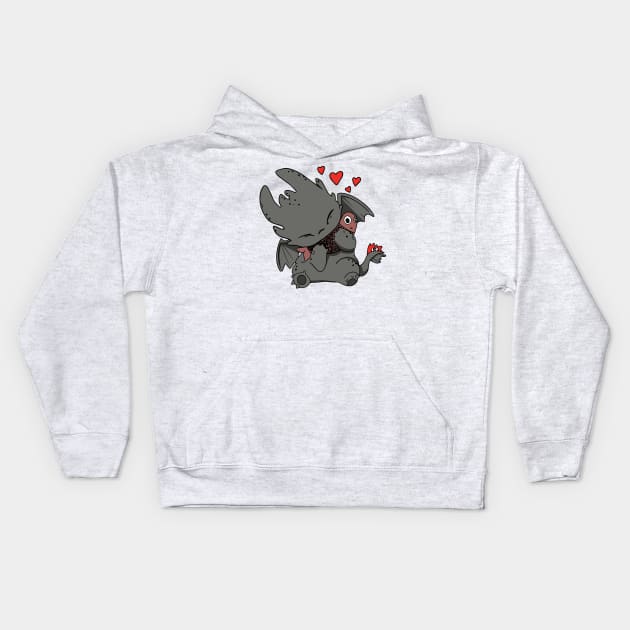 Toothless in love, httyd night fury fanart, how to train your dragon Kids Hoodie by PrimeStore